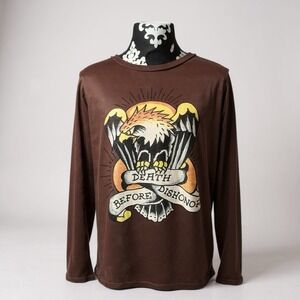 Ed Hardy by Christian Audigier XXL Men's Brown Eagle Long Sleeve Shirt Vintage
